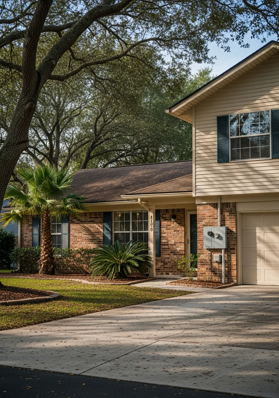 Plant City home with suburban setting and mature landscaping.