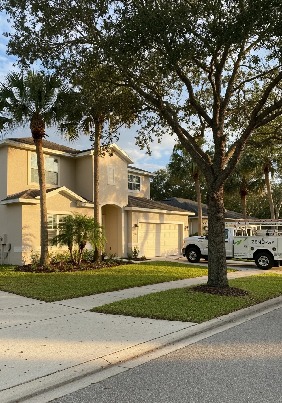 Tampa residential property with modern facade and manicured front yard.